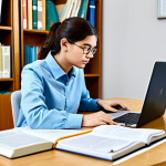 A focused professional preparing diligently for a certification exam. The subject is seated comfortably at a tidy desk, surrounded by open textbooks, neatly organized notes, and a laptop displaying educational content. They are fully clothed in modest, smart casual attire, indicating a dedicated study session. The background is a calm, well-lit study room with a blurred bookshelf, creating an academic and serene atmosphere. The image should convey deep concentration.
safe for work, appropriate content, fully clothed, professional, perfect anatomy, correct proportions, natural pose, well-formed hands, proper finger count, natural body proportions, high-quality, professional photography.