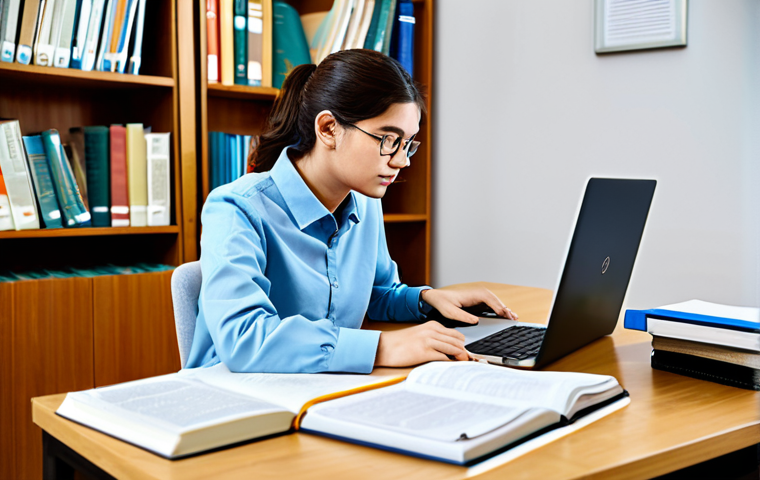 A focused professional preparing diligently for a certification exam. The subject is seated comfortably at a tidy desk, surrounded by open textbooks, neatly organized notes, and a laptop displaying educational content. They are fully clothed in modest, smart casual attire, indicating a dedicated study session. The background is a calm, well-lit study room with a blurred bookshelf, creating an academic and serene atmosphere. The image should convey deep concentration.
safe for work, appropriate content, fully clothed, professional, perfect anatomy, correct proportions, natural pose, well-formed hands, proper finger count, natural body proportions, high-quality, professional photography.