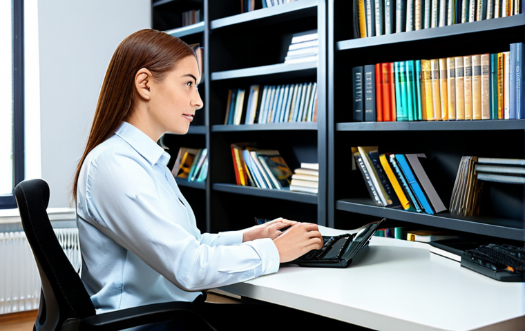 번역사 자격증 시험 관련 최신 정보 - Professional Translator at Work**
A professional translator in a modern, well-lit office, working o...