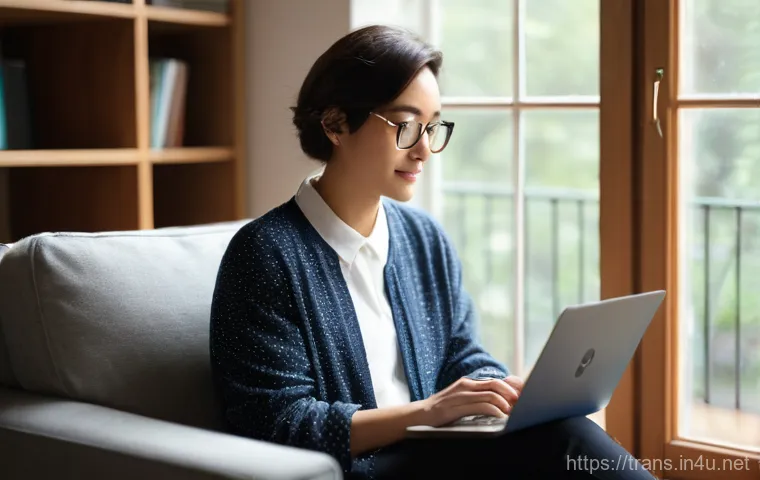 번역사 업무 일지 작성 예시 - **Prompt:** A meticulous male translator in his early 40s, with short, well-groomed dark hair, revie...