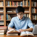 번역사 자격증 학습 자료의 효율적 활용법 - **Image Prompt 1: Overwhelmed by Resources, Finding the Perfect Fit**
A young adult, with a dete...