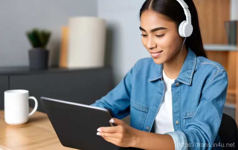 번역사 자격증 시험을 위한 시간 배분 - **Image Prompt: Mindful Break and Recharge**
    An adult male student, in his early 30s, is taking ...